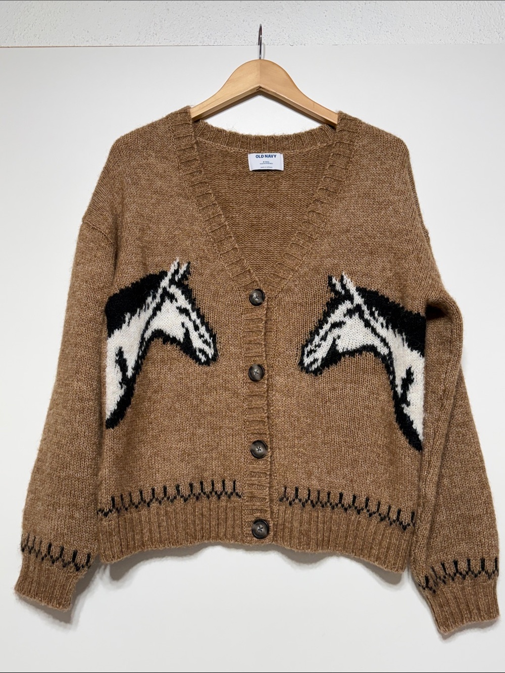 Old Navy Cardigan Sweater Horse Western Size Small Tall Rare Sold Out in Stores